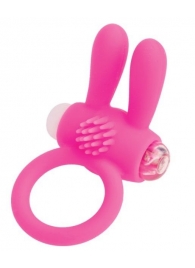Розовое эрекционное виброкольцо A-toys с ушками - A-toys - в Элисте купить с доставкой