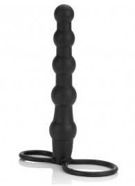 Насадка на пенис для двойного проникновения Silicone Beaded Double Rider - 14 см. - California Exotic Novelties - в Элисте купить с доставкой