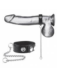 Утяжка на пенис с поводком Snap Cock Ring With 12  Leash - BlueLine - купить с доставкой в Элисте