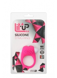 Розовое эрекционное кольцо с щеточкой LIT-UP SILICONE STIMU RING 5 - Dream Toys - в Элисте купить с доставкой