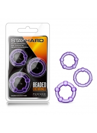 Набор из 3 фиолетовых эрекционных колец Stay Hard Beaded Cockrings - Blush Novelties - в Элисте купить с доставкой