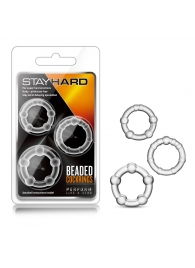 Набор из 3 прозрачных эрекционных колец Stay Hard Beaded Cockrings - Blush Novelties - в Элисте купить с доставкой