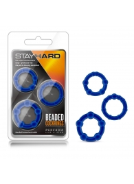 Набор из 3 синих эрекционных колец Stay Hard Beaded Cockrings - Blush Novelties - в Элисте купить с доставкой