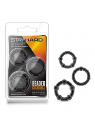 Набор из 3 чёрных эрекционных колец Stay Hard Beaded Cockrings - Blush Novelties - в Элисте купить с доставкой