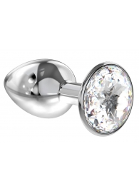 Малая серебристая анальная пробка Diamond Clear Sparkle Small с прозрачным кристаллом - 7 см. - Lola Games - купить с доставкой в Элисте
