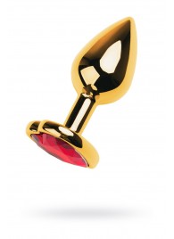 Золотистая анальная пробка с кристаллом-сердцем - 7,5 см. - ToyFa - купить с доставкой в Элисте