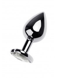 Серебристая анальная пробка с прозрачным кристаллом-сердцем - 8 см. - ToyFa - купить с доставкой в Элисте