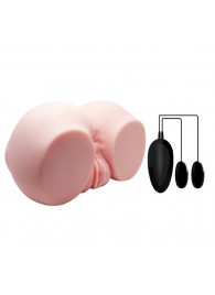 Телесный мастурбатор с двумя любовными тоннелями и вибрацией - Baile - в Элисте купить с доставкой