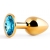 Золотистая анальная пробка с голубым стразом - 7,2 см. - Anal Jewelry Plug - купить с доставкой в Элисте
