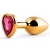 Золотистая анальная пробка с малиновым кристаллом-сердечком - 7 см. - Anal Jewelry Plug - купить с доставкой в Элисте