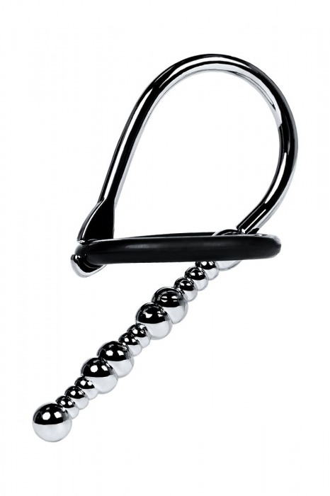 Серебристый уретральный плаг-бусины TOYFA Metal с мягким фиксириющим кольцом - ToyFa - купить с доставкой в Элисте