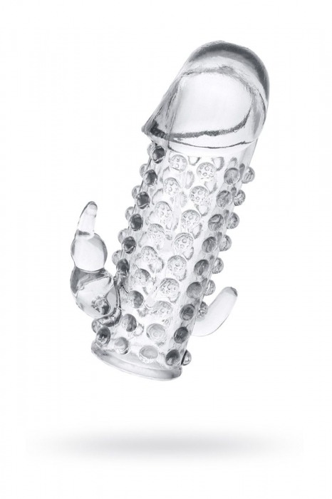 Гелевая прозрачная насадка с 2 отростками - 13 см. - Toyfa Basic - в Элисте купить с доставкой