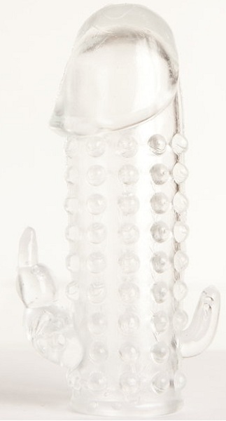 Гелевая прозрачная насадка с 2 отростками - 13 см. - Toyfa Basic - в Элисте купить с доставкой