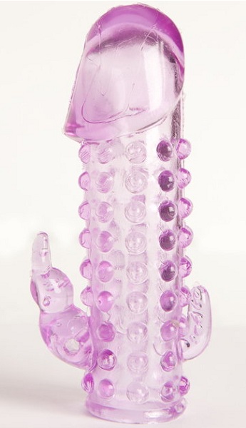 Закрытая фиолетовая насадка с 2 отростками - 13 см. - Toyfa Basic - в Элисте купить с доставкой