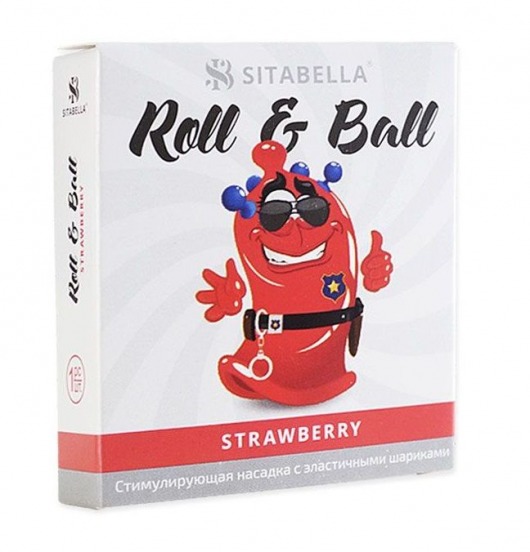 Стимулирующий презерватив-насадка Roll   Ball Strawberry - Sitabella - купить с доставкой в Элисте