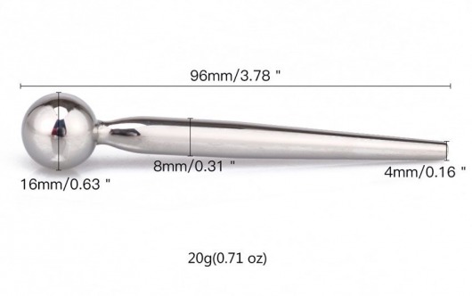 Гладкий металлический уретральный плаг с шариком - 9,6 см. - Notabu - купить с доставкой в Элисте