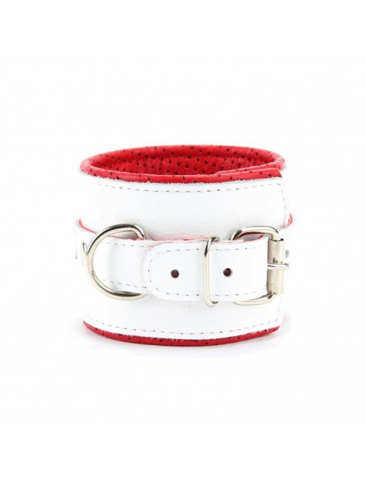 Бело-красные кожаные наручники для медсестры - БДСМ Арсенал - купить с доставкой в Элисте