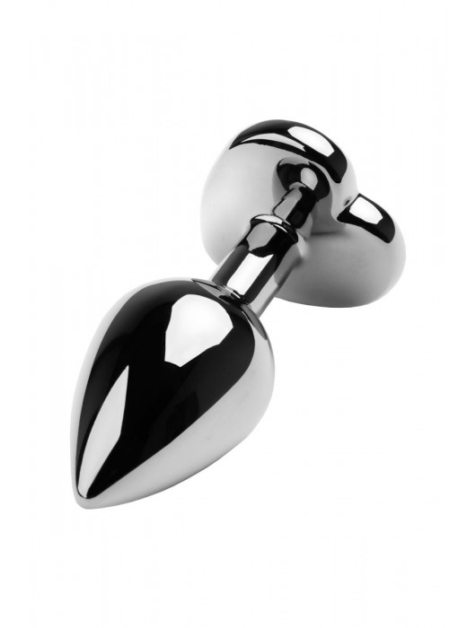 Серебристая коническая анальная пробка с красным кристаллом-сердечком - 7 см. - ToyFa - купить с доставкой в Элисте