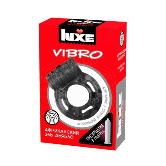 Чёрное эрекционное виброкольцо Luxe VIBRO  Африканский Эль Дьябло  + презерватив - Luxe - в Элисте купить с доставкой