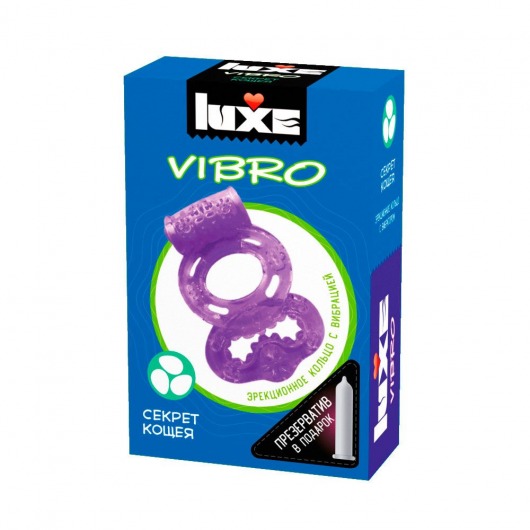 Фиолетовое эрекционное виброкольцо Luxe VIBRO  Секрет Кощея  + презерватив - Luxe - в Элисте купить с доставкой