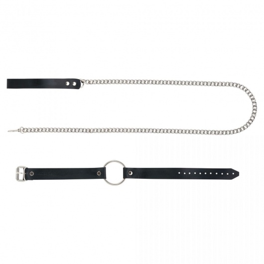 Черный поводок и чокер с кольцом Rada - Rebelts - купить с доставкой в Элисте