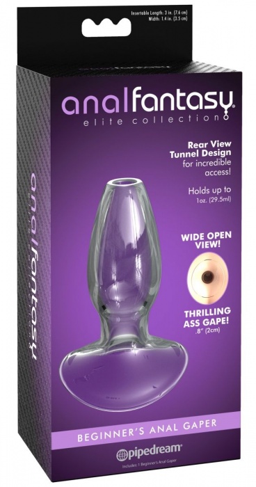 Прозрачный анальный плаг с туннелем Beginners Anal Gaper - 9,6 см. - Pipedream