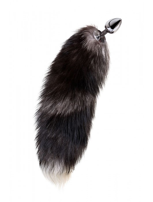 Серебристая металлическая анальная втулка с хвостом чернобурой лисы - размер S - ToyFa - купить с доставкой в Элисте