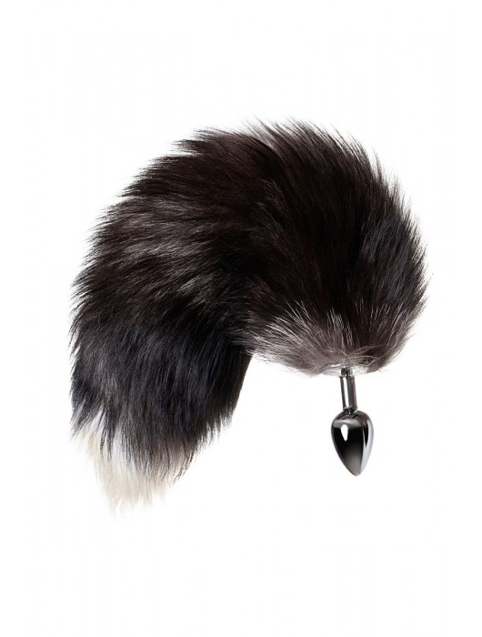 Серебристая металлическая анальная втулка с хвостом чернобурой лисы - размер S - ToyFa - купить с доставкой в Элисте