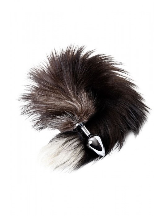 Серебристая металлическая анальная втулка с хвостом чернобурой лисы - размер S - ToyFa - купить с доставкой в Элисте