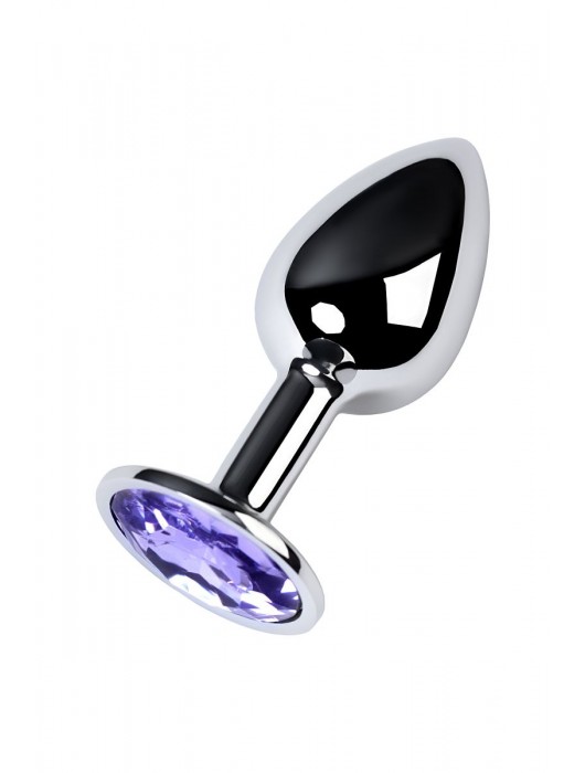 Серебристая конусовидная анальная пробка с фиолетовым кристаллом - 7 см. - ToyFa - купить с доставкой в Элисте