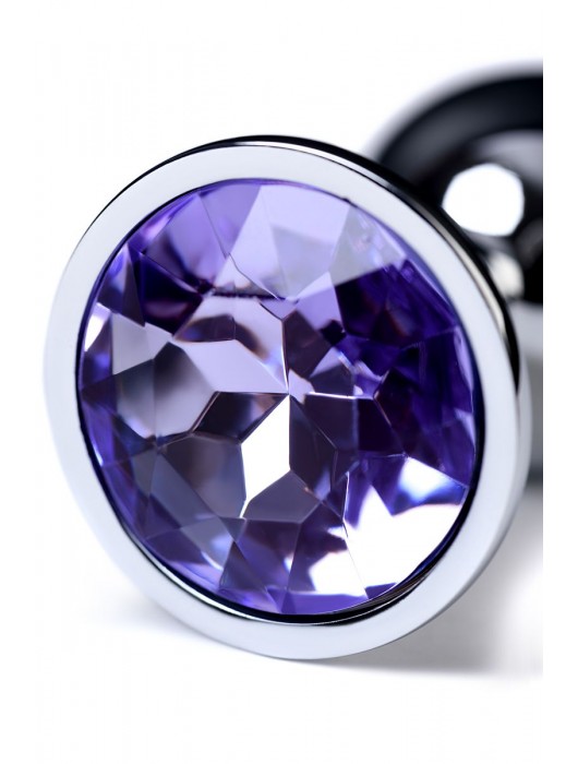 Серебристая конусовидная анальная пробка с фиолетовым кристаллом - 7 см. - ToyFa - купить с доставкой в Элисте