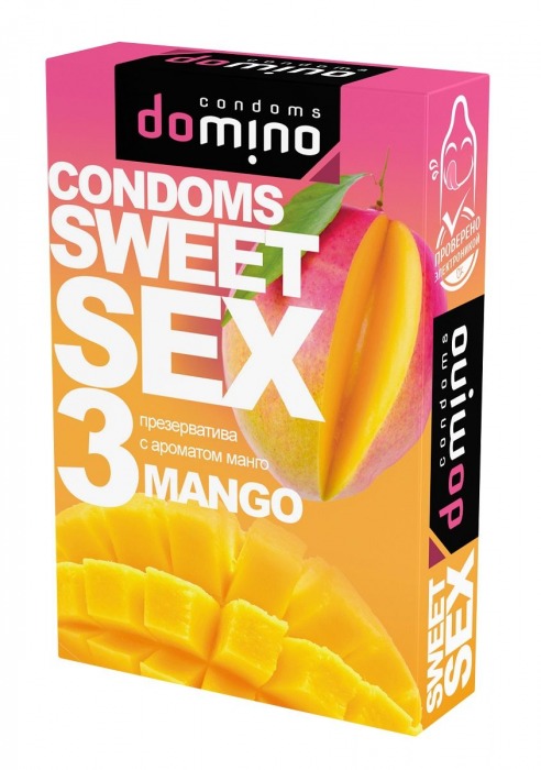 Презервативы для орального секса DOMINO Sweet Sex с ароматом манго - 3 шт. - Domino - купить с доставкой в Элисте