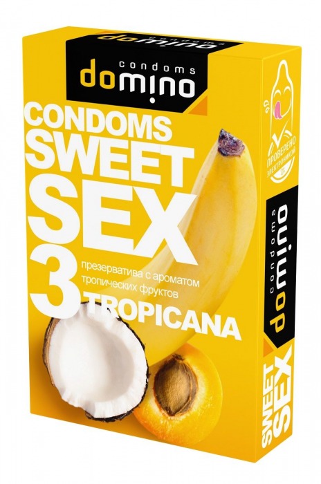 Презервативы для орального секса DOMINO Sweet Sex с ароматом тропических фруктов - 3 шт. - Domino - купить с доставкой в Элисте