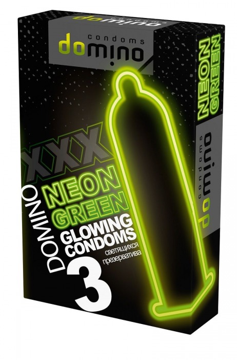 Презервативы DOMINO Neon Green со светящимся в темноте кончиком - 3 шт. - Domino - купить с доставкой в Элисте