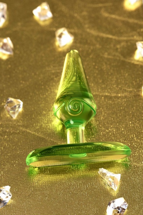 Зеленая анальная втулка с ограничителем - 6,5 см. - Toyfa Basic