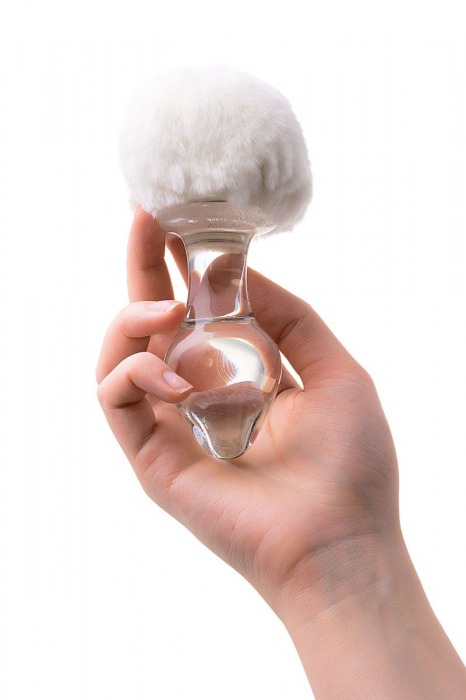 Стеклянная анальная втулка с хвостиком - 9,5 см. - Sexus - купить с доставкой в Элисте