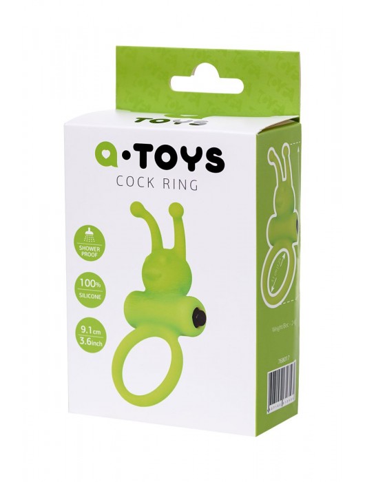 Зеленое эрекционное виброкольцо на пенис Cock Ring - A-toys - в Элисте купить с доставкой