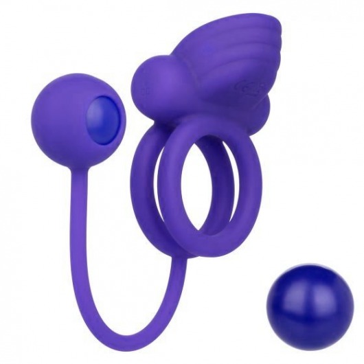 Фиолетовое эрекционное кольцо с утяжелителем Silicone Rechargeable Dual Rockin Rim Enhancer - California Exotic Novelties - в Элисте купить с доставкой