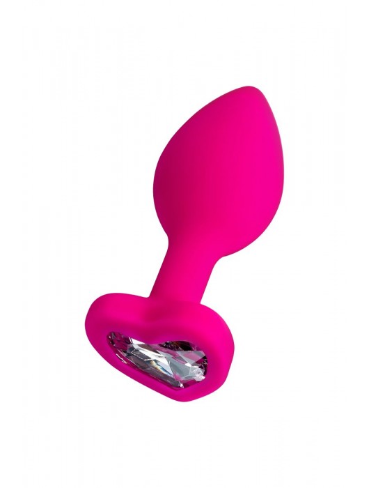 Розовая анальная втулка Diamond Heart с прозрачным кристаллом - 7 см. - ToyFa - купить с доставкой в Элисте