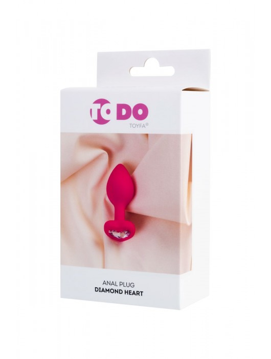 Розовая анальная втулка Diamond Heart с прозрачным кристаллом - 7 см. - ToyFa - купить с доставкой в Элисте