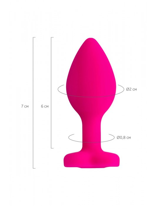 Розовая анальная втулка Diamond Heart с прозрачным кристаллом - 7 см. - ToyFa - купить с доставкой в Элисте