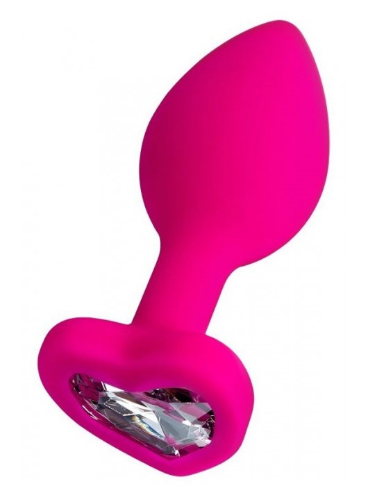 Розовая анальная втулка Diamond Heart с прозрачным кристаллом - 7 см. - ToyFa - купить с доставкой в Элисте