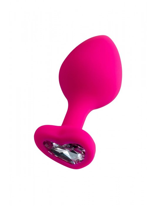 Розовая анальная втулка Diamond Heart с прозрачным кристаллом - 8 см. - ToyFa - купить с доставкой в Элисте