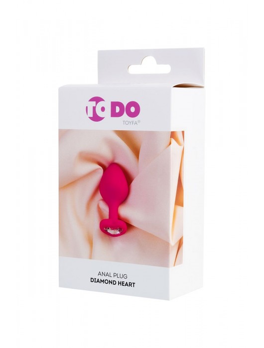Розовая анальная втулка Diamond Heart с прозрачным кристаллом - 8 см. - ToyFa - купить с доставкой в Элисте