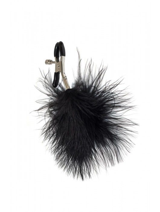 Зажимы на соски с черным пухом Euphoric - Lola Games - купить с доставкой в Элисте