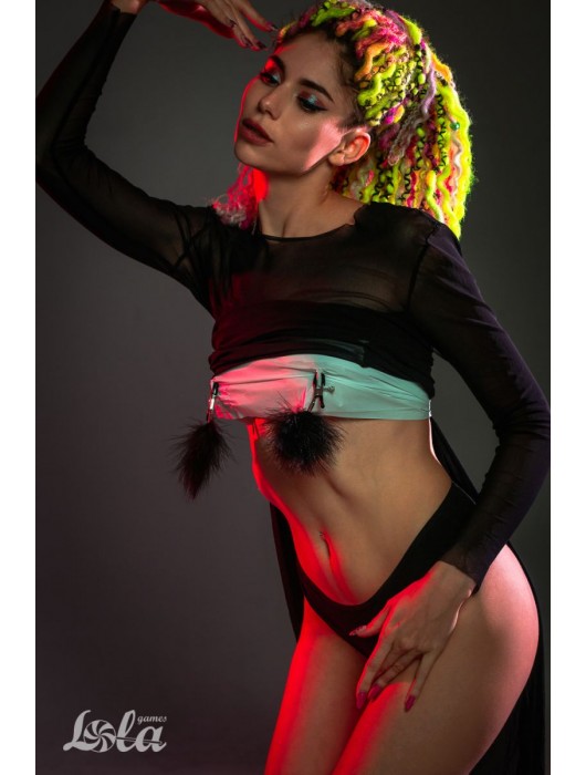 Зажимы на соски с черным пухом Euphoric - Lola Games - купить с доставкой в Элисте