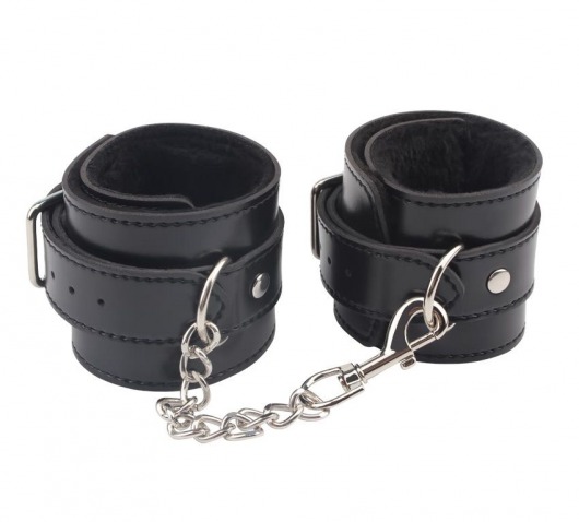 Черные оковы на ноги Obey Me Leather Ankle Cuffs - Chisa - купить с доставкой в Элисте