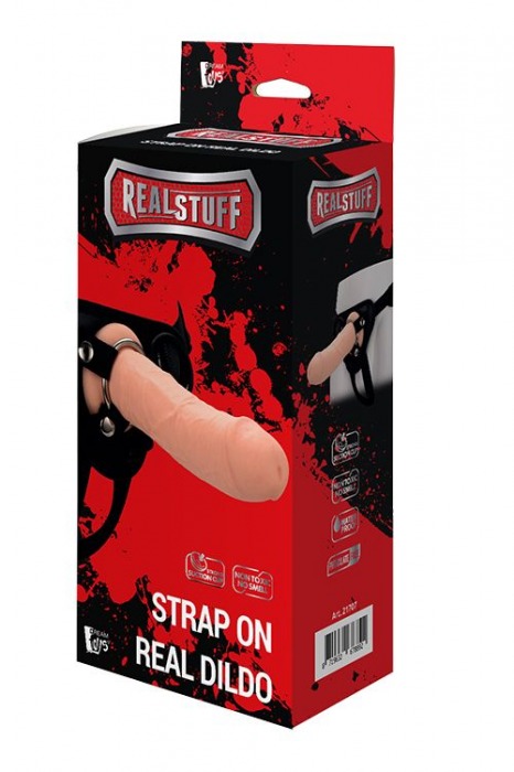Черные трусики с телесной насадкой STRAP ON REAL DILDO - 21 см. - Dream Toys - купить с доставкой в Элисте