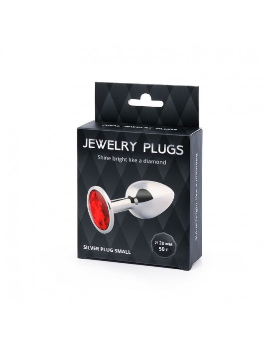Серебристая анальная пробка с красным стразом - 7,2 см. - Anal Jewelry Plug - купить с доставкой в Элисте