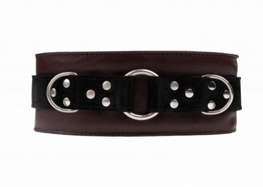 Бордовый ошейник из натуральной кожи - Джага-Джага - купить с доставкой в Элисте